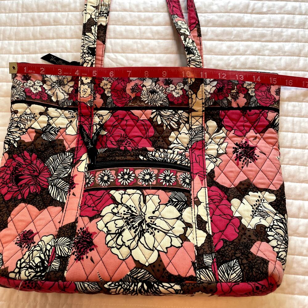 Vera Bradley Mocha Rouge Quilted Medium Tote Purse - Picture 9 of 10